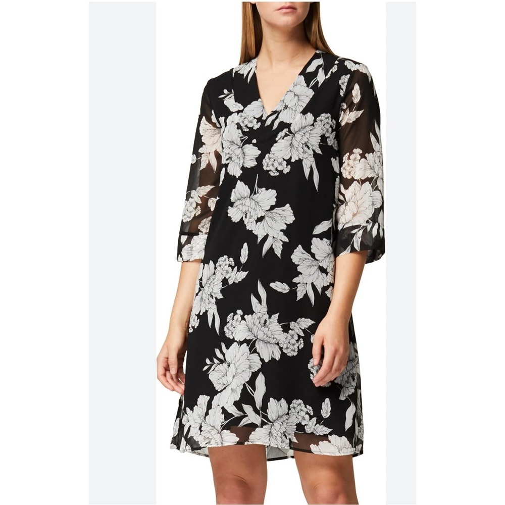 Truth & Fable Size-XL‎ Dress Floral Midi ChiffonTunic 3/4Sleeve